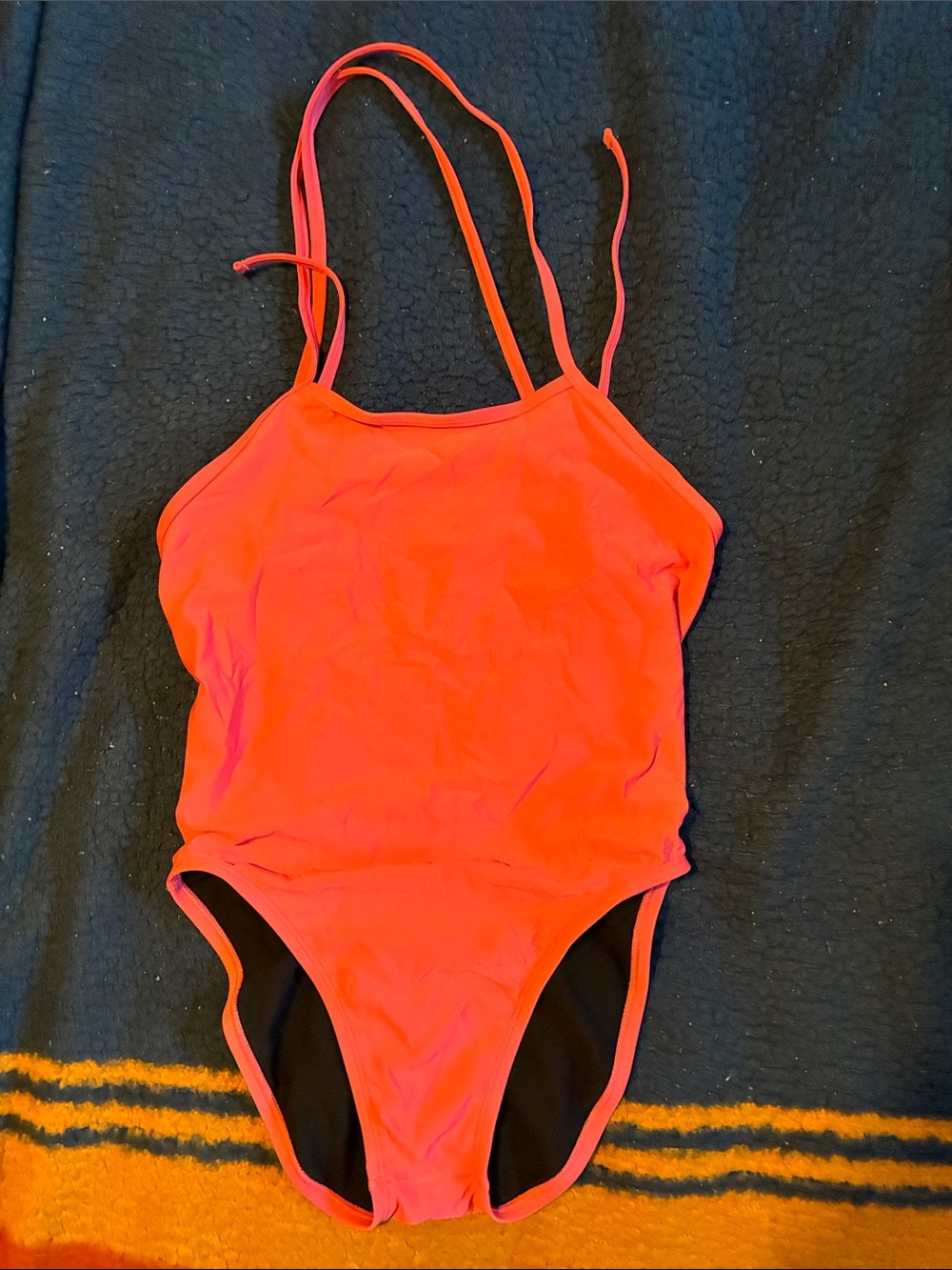 Jolyn Clothing Neon Coral One-Piece Swimsuit with Double Straps